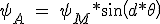 équation d'écoulement induit dans les phases A et B pour un moteur d dents \psi _A\ =\ \psi _M*sin(d*\theta )\\ \psi _B\ =\ \psi _M*sin(d*\theta-\frac{\pi }{2} )